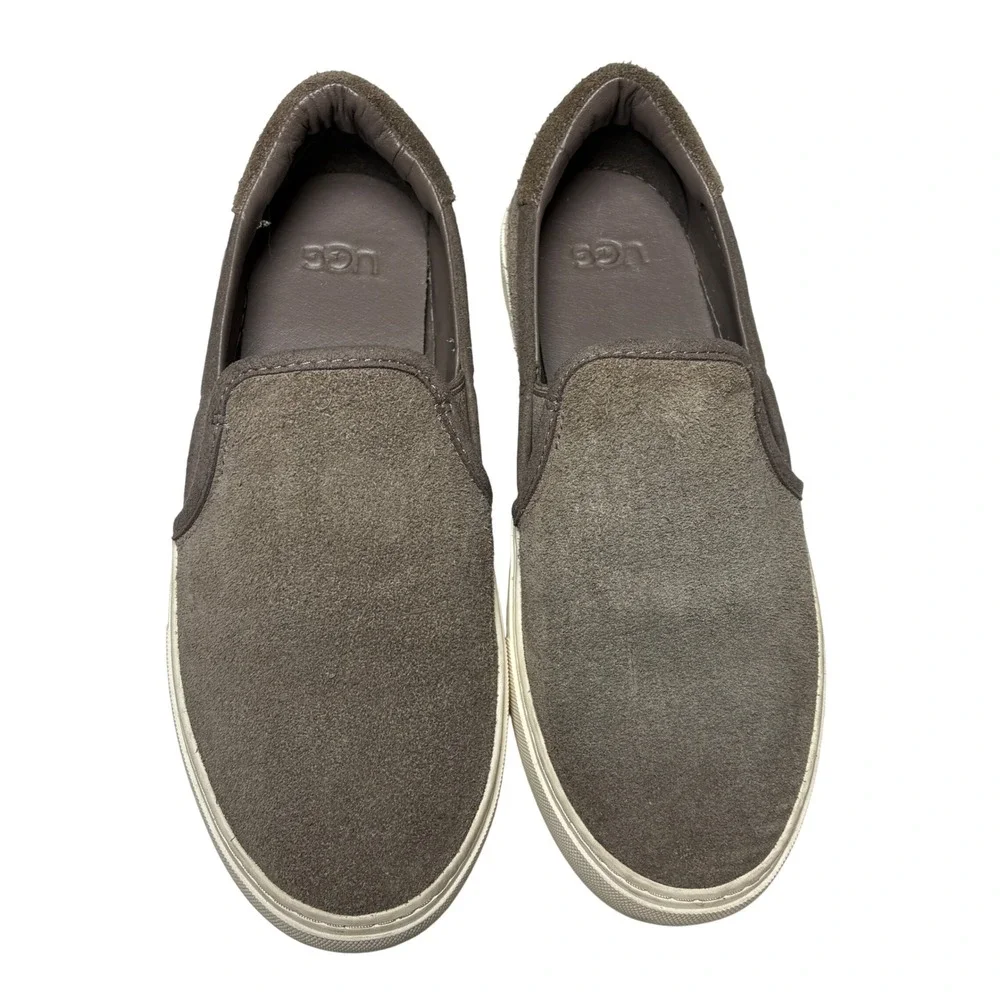 UGG Jass Suede Slip On Platform Sneakers Taupe Gray Casual Shoes Womens 6